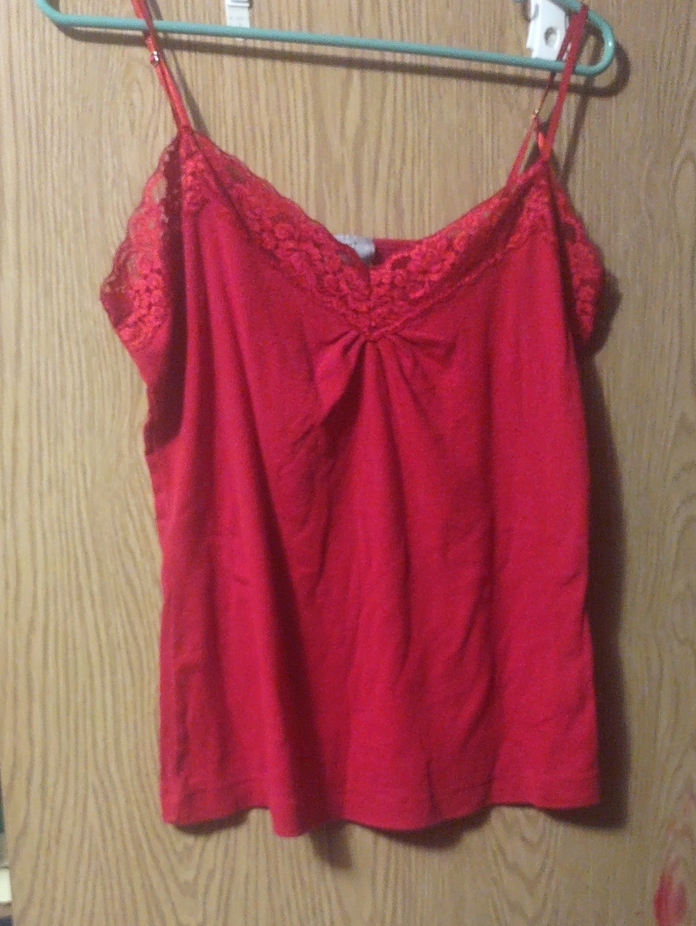 Worthington Red Lace-Trim Adjustable-Strap Camisole